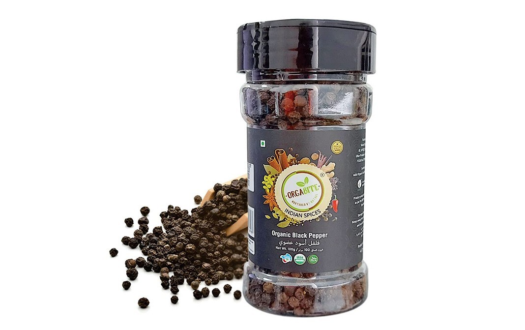 Orgabite Organic Black Pepper    Plastic Jar  100 grams